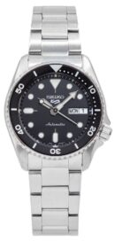 Seiko 5 Sports SKX Automatic Black Dial Silver Steel Strap Watch For Men - SRPK29K1